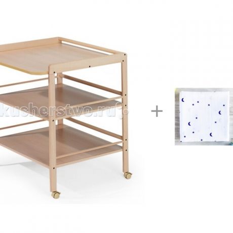 Пеленальные столики Geuther Clara и Муслиновая пеленка Mjolk Basic Ночное небо 80x80 см
