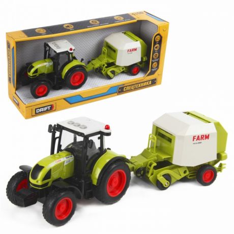 Машины Drift Трактор с пресс-подборщиком для сена Farmland 1:16