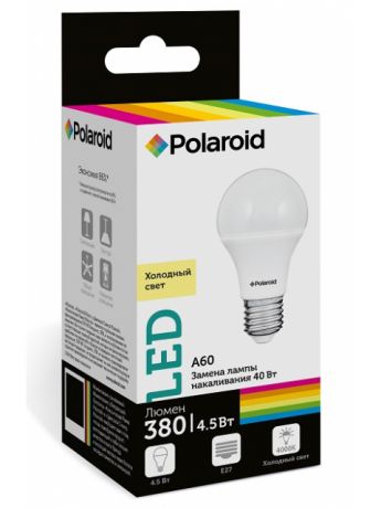 Лампочка Polaroid A60 E27 4.5W 220V 4000K 380Lm 1CSC20004699