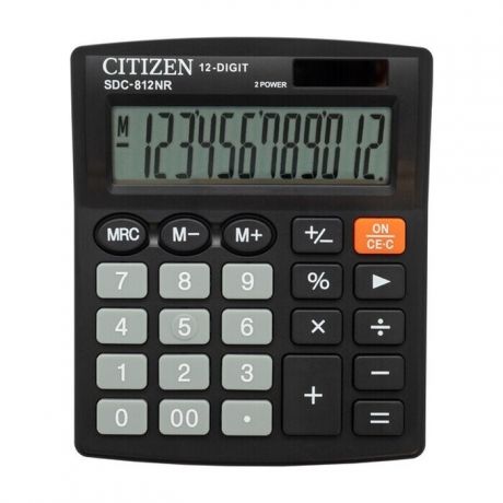 Калькулятор бухгалтерский Citizen SDC-812NR черный 12-разр.