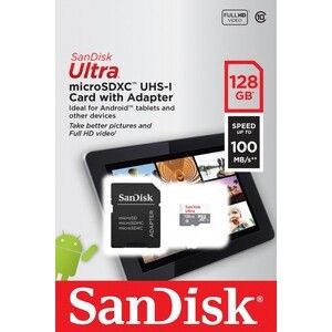 Карта памяти Sandisk microSDXC 128Gb Class10 SDSQUNR-128G-GN6TA Ultra Light + adapter