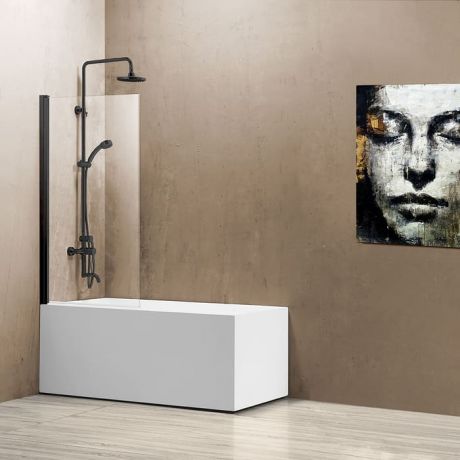 Шторка для ванны Vincea VSB 80x140 прозрачная, черный (VSB-11800CLB)
