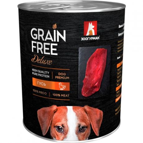 Консервы Зоогурман Grain Free Беззерновой с гусем для взрослых собак 350г