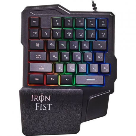 Игровой блок Oklick 701G IRON FIST черный USB for gamer LED (подставка для запястий)