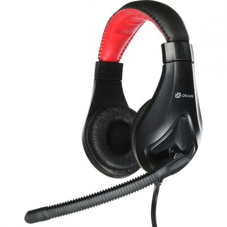 Гарнитура Oklick HS-L100 черный/красный 2м мониторные оголовье (NO-530)