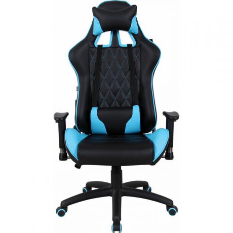 Кресло компьютерное Brabix GT Master GM-110 две подушки экокожа черное/голубое 531928