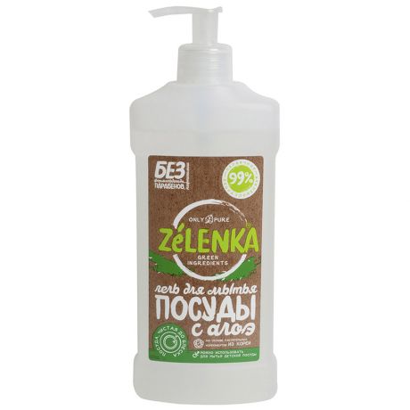 Гель для мытья посуды Zelenka с экстрактом алоэ 0.5 л