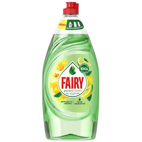 Средство для мытья посуды Fairy Pure & Clean Бергамоти имбирь 900 мл
