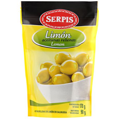 Оливки Serpis зеленые фаршированные лимоном 170 г