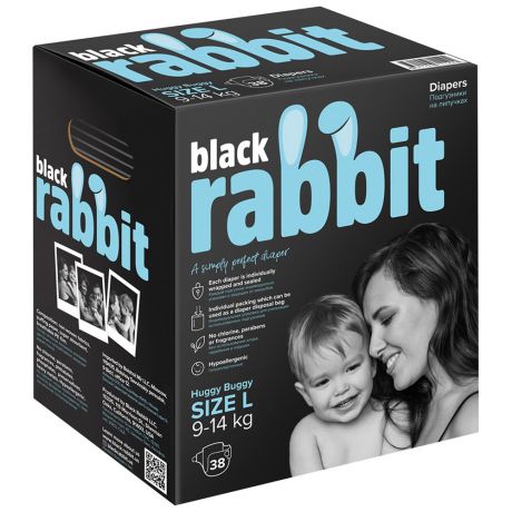 Подгузники Black Rabbit на липучках L (9-14 кг, 32 штуки)