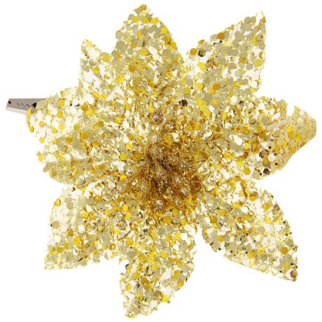 Елочное украшение Magic Time новогоднее Цветок золото тиснение на клипсе 10x12 см