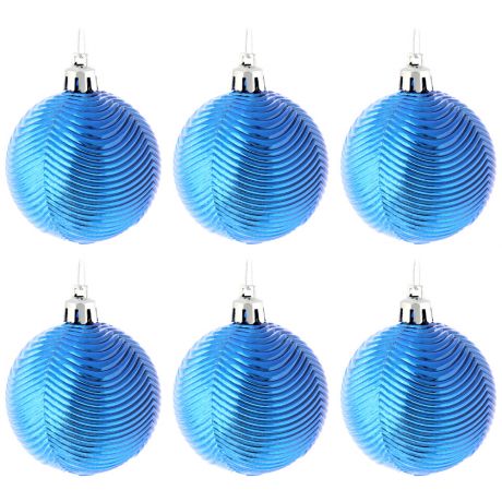 Елочное украшение Magic Time новогоднее подвесное Синие круги 6 штук 6 см