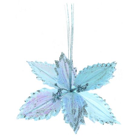 Елочное украшение Magic Time новогоднее Лилия голубое сияние на клипсе 32x22 см