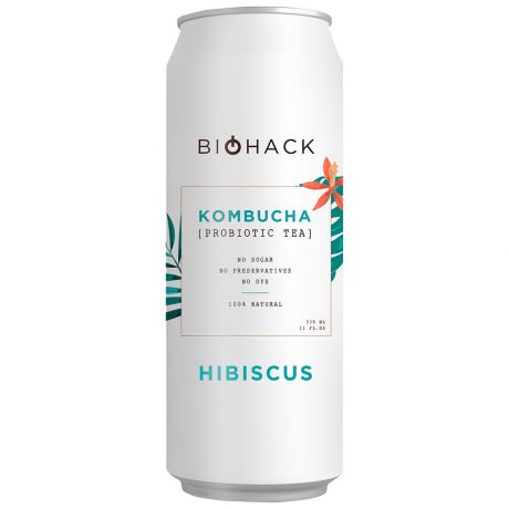 Напиток BioHack Hibiscus kombucha безалкогольный ферментированный 0.33 л