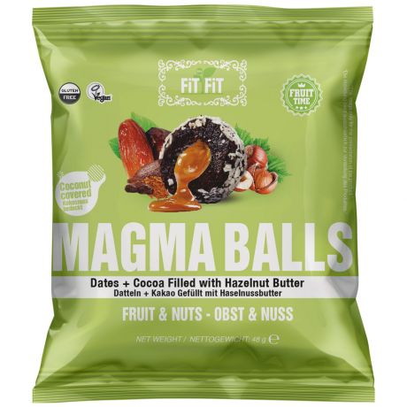 Снеки из орехов и сухофруктов Magma Balls Финик и какао с пастой фундука 48 г
