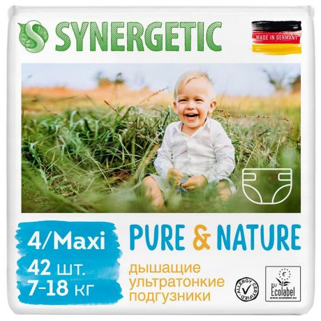 Подгузники Synergetic Pure&Nature 4 Maxi (7-18 кг, 42 штуки)