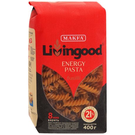 Макаронные изделия Livingood LG Energy Pasta Fusilli 400 г