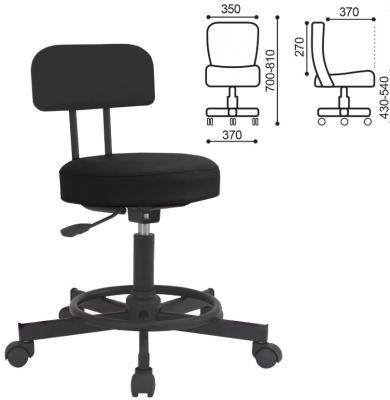 Кресло РС12, без подлокотников, кожзам, черное, РС01.00.12-201-