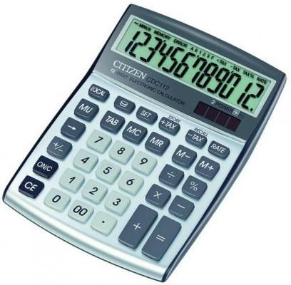 Калькулятор настольный 12 разр. 2-е питание TAX конвертор валют MU 130*174*33мм, серебр.