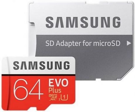 microSDXC 64GB Samsung EVO Plus Memory Card Samsung MB-MC64HA/RU UHS-I U1 Class 10, Adapter, 100/90 MB/s, 10000 циклов, - 25°C to 85°C, RTL {10} (168277)