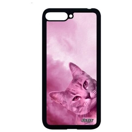 Дизайнерский чехол для смартфона // Huawei Y6 2018 // "Котик" Кошка Дизайн, Utaupia, оранжевый