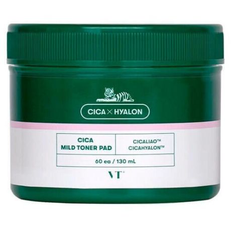 Успокаивающие тонер-пэды с центеллой азиатской VT Cosmetics Cica Mild Toner Pad 60шт