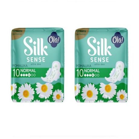 Комплект OLA! SILK SENSE ULTRA NORMAL Прокладки жен. гиг. ультратон. аром. Ромашка 10 шт/уп.х2 уп.