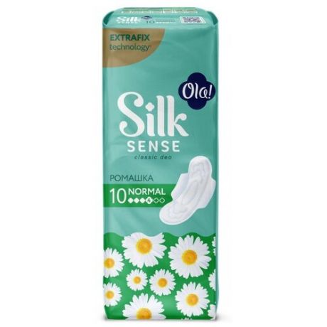 OLA! SILK SENSE CLASSIC WINGS NORMAL Прокладки женские гигиенические толстые Ромашка 10 шт/упак.