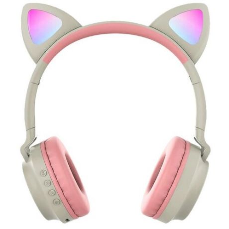 Беспроводные Bluetooth наушники со светящимися кошачьими ушками Cat Ear ZW-028 (Светло-серый)