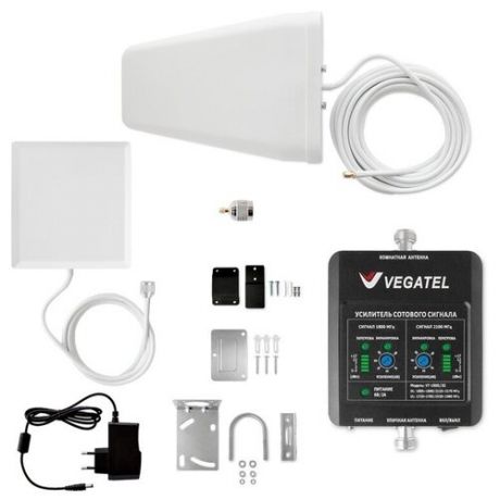 Усилитель мобильного сигнала 2G 3G 4G. Двухдиапазонный комплект VEGATEL VT-900E/3G (дом, LED) с антеннами