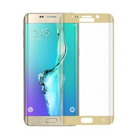 Защитное стекло на Samsung G928F, Galaxy S6 Edge Plus, с загибом, золотое