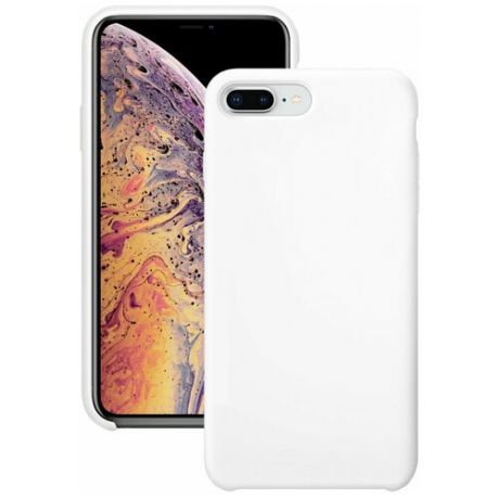 Силиконовый чехол на Apple iPhone 7 Plus и 8 Plus / Матовый чехол для телефона Эпл Айфон 7 Плюс и 8 Плюс с бархатистым покрытием внутри (Белый)
