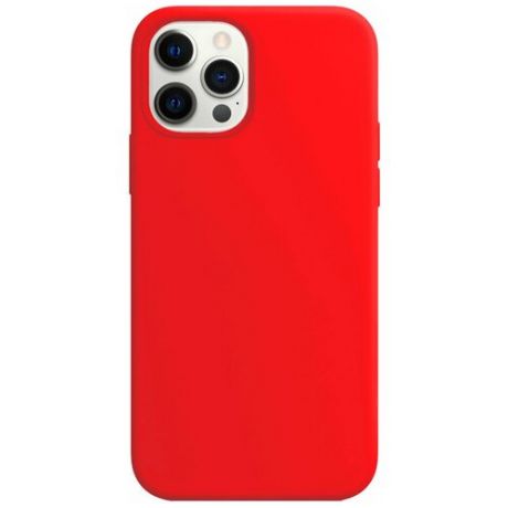 Силиконовый чехол на Apple iPhone 12 Pro Max / Матовый чехол для телефона Эпл Айфон 12 Про Макс с бархатистым покрытием внутри (Красный)