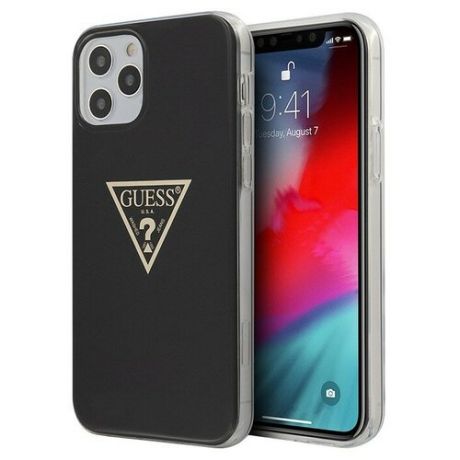 Guess Чехол Guess Metallic effect Triangle logo Hard для iPhone 12 Pro Max, черный