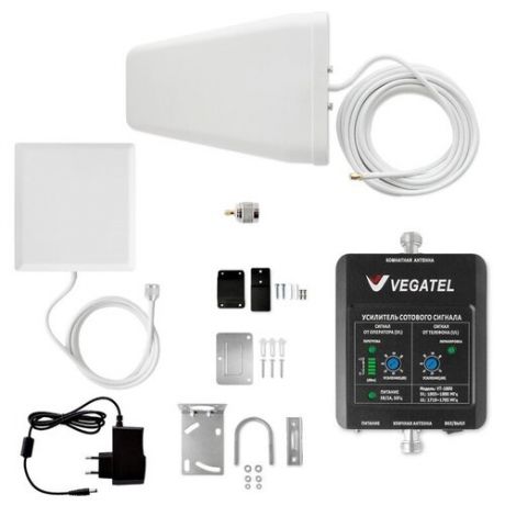 Комплект Усиления сотового сигнала (Репитер) GSM LTE 1800МГц VEGATEL VT-1800-kit (дом, LED)