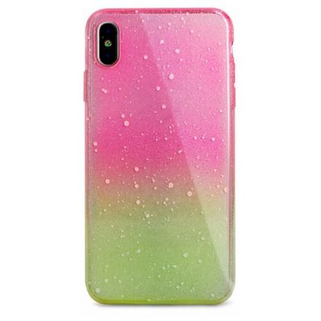 Чехол для iPhone XS Max Shiny drops силикон Розово- салатовый