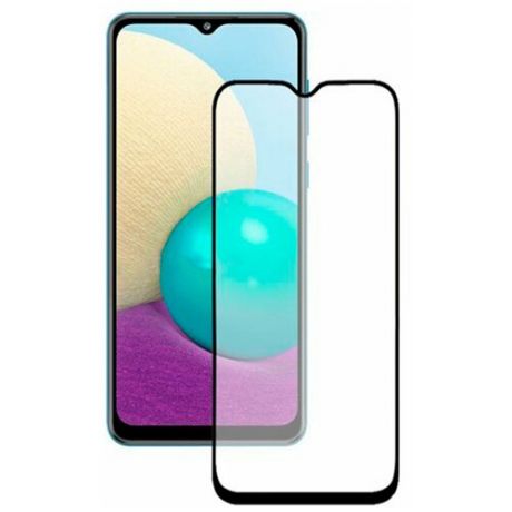 Полноэкранное защитное стекло для телефона Samsung Galaxy A02 / Стекло для смартфона Самсунг Галакси А02 / Full Glue черный от 3D до 21D