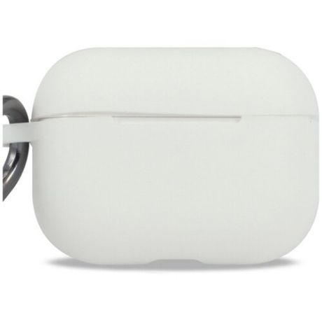 Защитный чехол для Apple AirPods Pro с карабином / Силиконовый чехол на Аирподс Про / Тонкий чехол для беспроводных Bluetooth блютуз наушников (White)