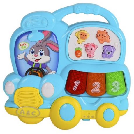 Пианино обучающее Smart Baby "Автобус" цвет синий, 29 звуков, мелодий, стихов, в коробке (JB0333406)