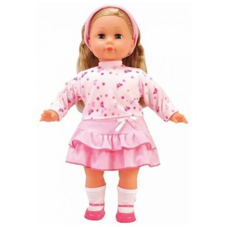Нина мягконабивная кукла 45 см в цветастой толстовке и розовой юбке