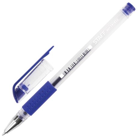 Ручка гелевая с грипом STAFF «EVERYDAY», синяя, корпус прозрачный, узел 0,5 мм, линия письма 0,35 мм
