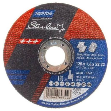Отрезной диск по металлу NORTON Starline, толщина 1,6 мм, 3 шт