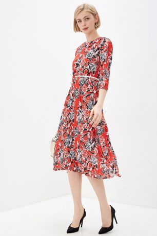 Baon Платье с цветочным узором, жен., красный, XXL