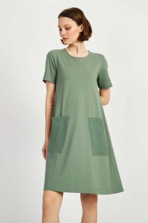 Baon Платье-футболка с карманами, жен., зеленый, XXL