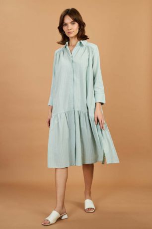 Baon Платье-рубашка со складками, жен., зеленый, XL