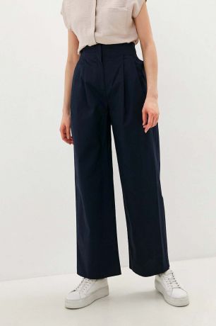 Baon Высокие брюки со складками, жен., синий, XXL