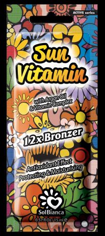 SolBianca Крем Sun Vitamin 12х Bronzer для Загара в Солярии Масло Арганы, Витамином Е, 15 мл