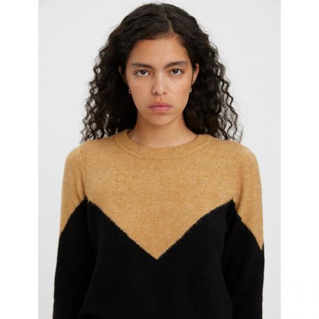 Пуловер LaRedoute Пуловер Двухцветный из пышного трикотажа XS черный