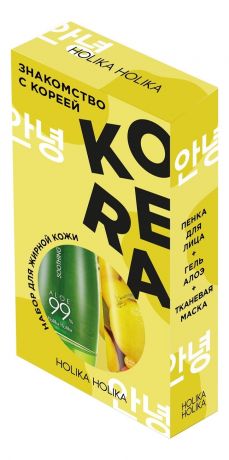 Набор для ухода за жирной кожей лица Знакомство с Кореей (гель 250мл + пенка 120мл + тканевая маска 20мл)