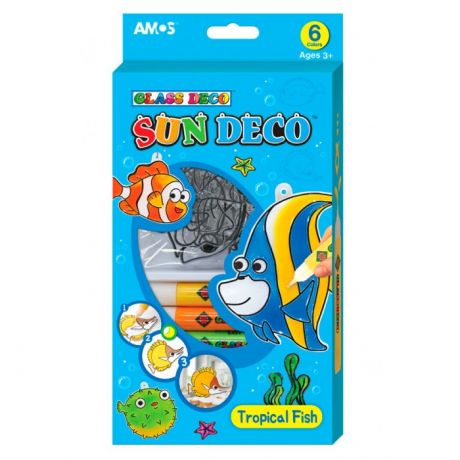 Наборы для творчества Amos Набор витражных красок Тропические рыбки (6 мини витражей)